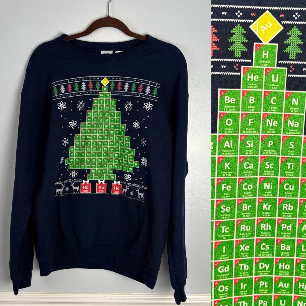 Gildan Oh Chemist Tree Ugly Christmas Chemistry Xmas Gift Sweatshirt Sz Med